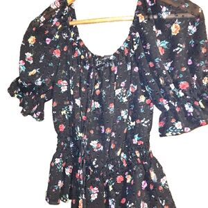 Sheer Floral Black Women's Top Banana Republic.